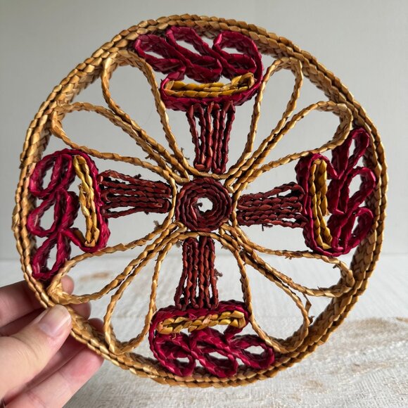 Vintage Single Woven Trivet Hot Plate Coaster - Picture 3 of 8